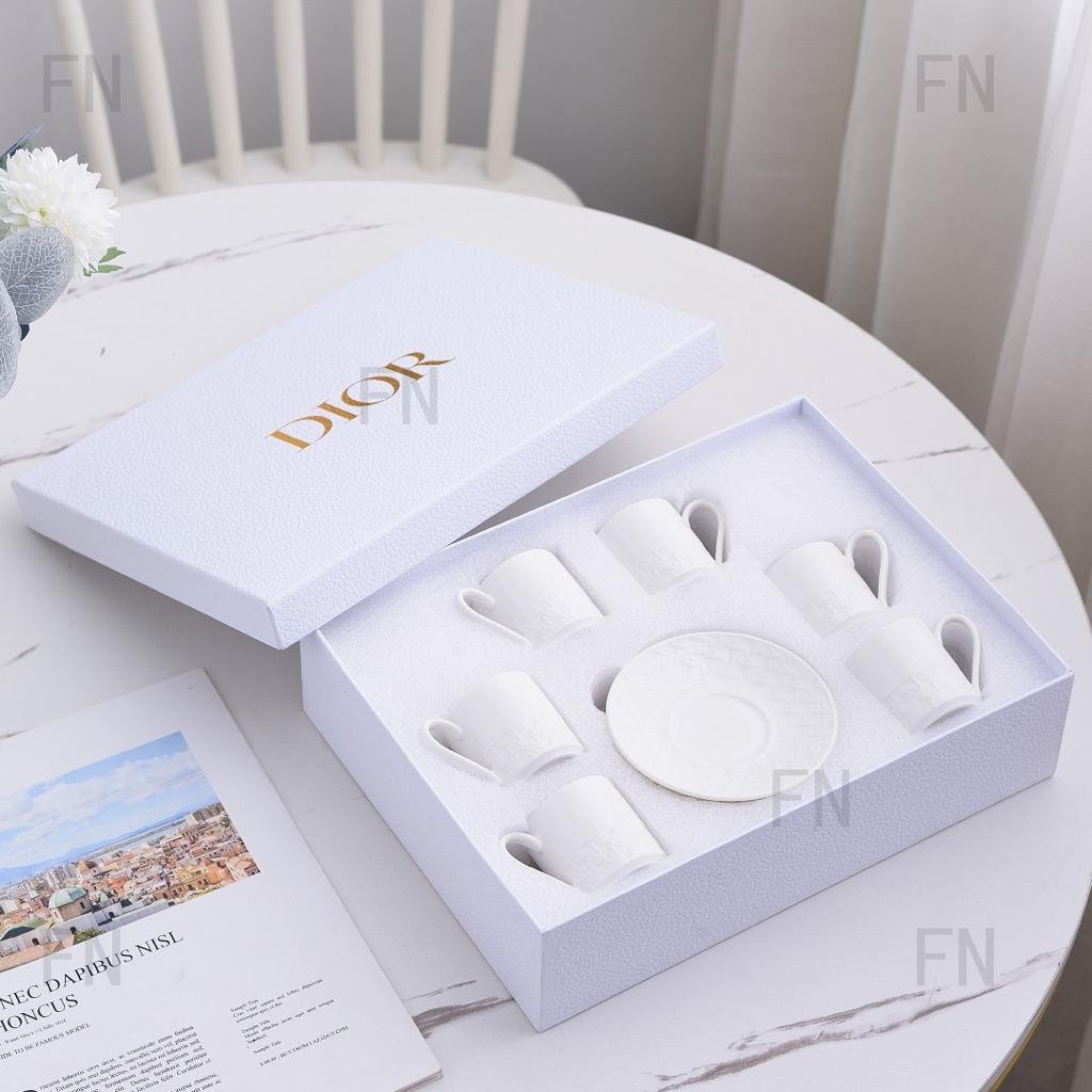 Turkish coffee set of six plain white cups - Image 2 of 2